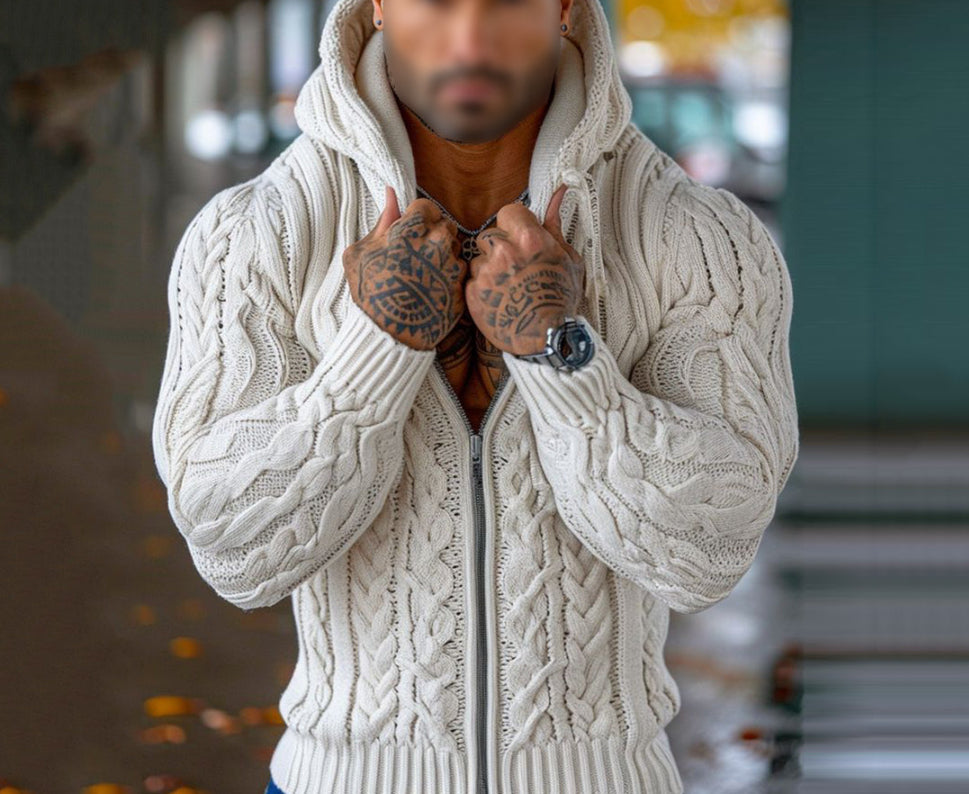Stylish Winter Warmth Flannel 3D-Printed Hooded Zip-Up Cardigan