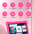 Tableta infantil G-tab T7Pro de 7 pulgadas con pantalla IPS de 1024 y 600 nits, Android 14, CPU de cuatro núcleos a 1,5 GHz, 4 GB de RAM, 2 GB de expansión y 2 GB de ROM, 64 GB de ROM, WiFi de 2,4 y 5 GHz, batería de 3000 mAh, cámara de 2 MP y 2 MP (rosa)