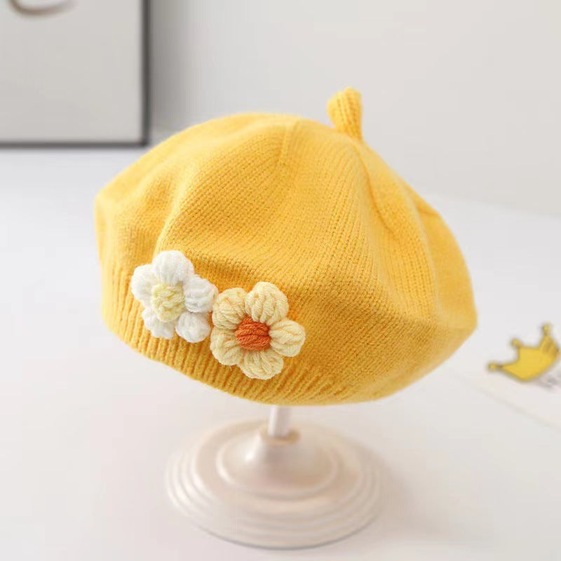 Gorro de niña Boina de punto de lana para bebé