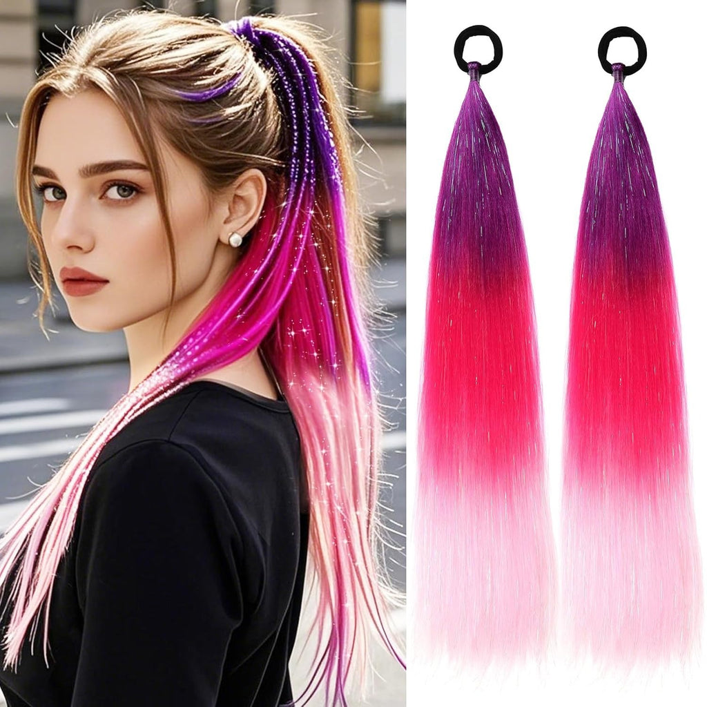 Peluca de seda láser para mujer, estilo europeo y americano, con trenza de boxeo y cola de caballo.
