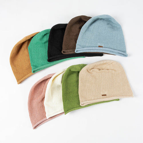 Breathable Knitted Linen Fisherman Hat With A Leather Patch Label