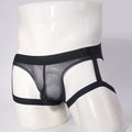 Tanga de seda helada para hombre con tirantes, transparente y ultrasexy.