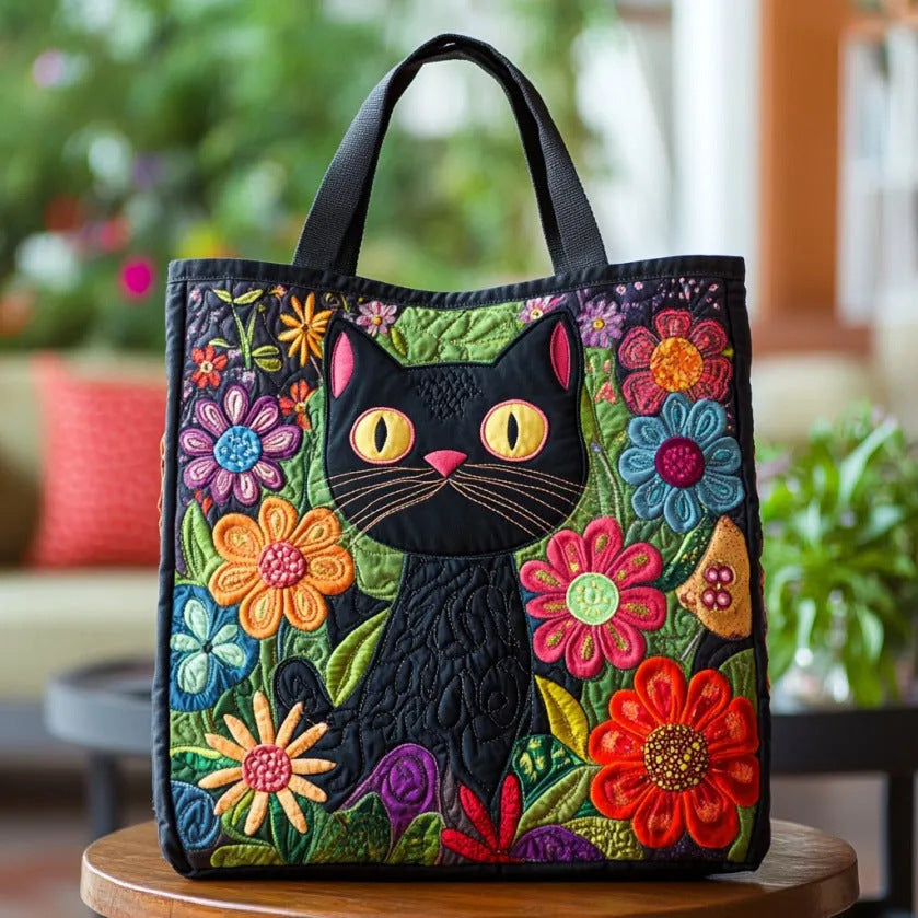 Bolso tote creativo de gran capacidad con impresión digital y bordado acolchado.