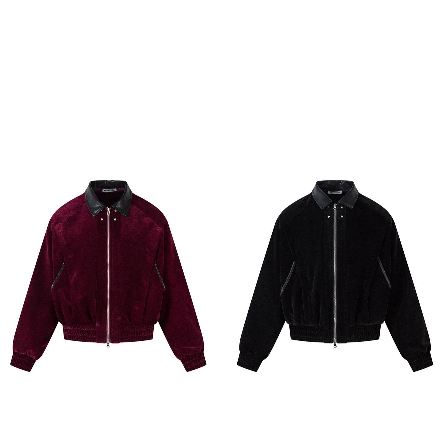 Rivet Contrast-Fabric Suede Patchwork Lapel Jacket