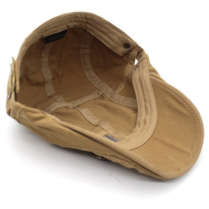 Gorra retro con visera y botones para vaqueros con correa de cuero para hombre y mujer