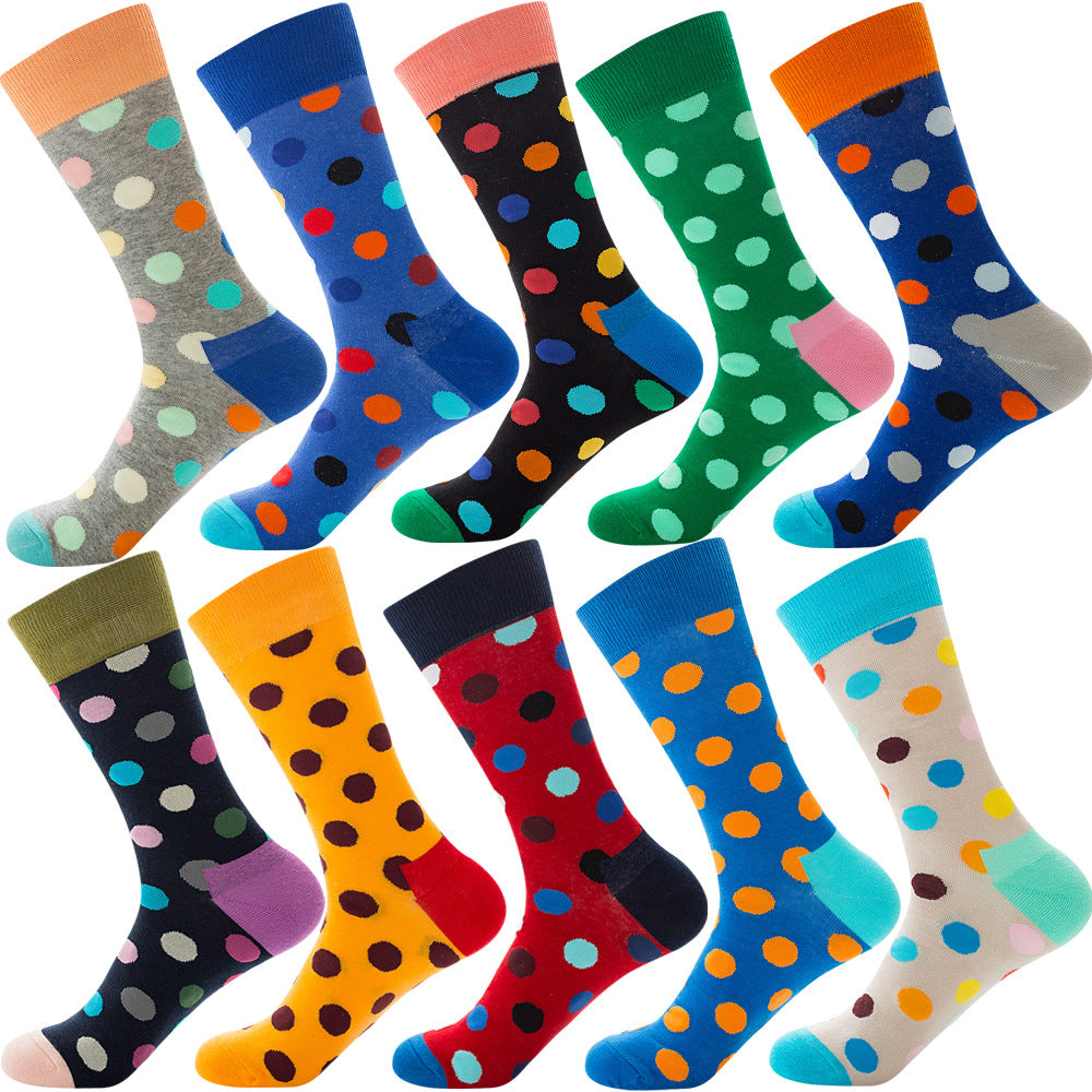 Calcetines de otoño para hombre con estampado de rombos y temática navideña de animales y frutas.
