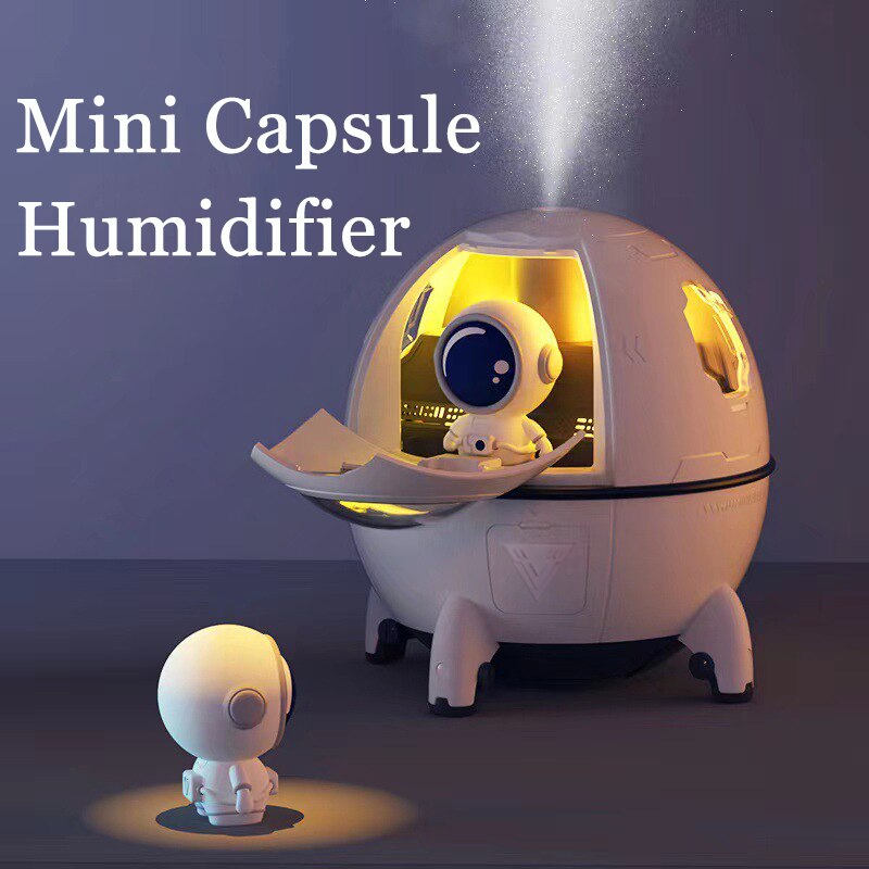 Humidificador portátil de escritorio USB con diseño de astronauta, difusor de aire de 220 ml con luz LED de colores, regalo de Navidad.