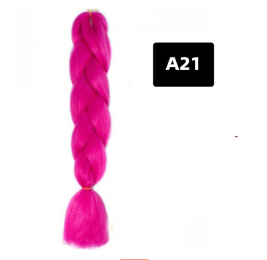 Peluca de seda africana de alta temperatura con fibra química y trenza grande en color degradado