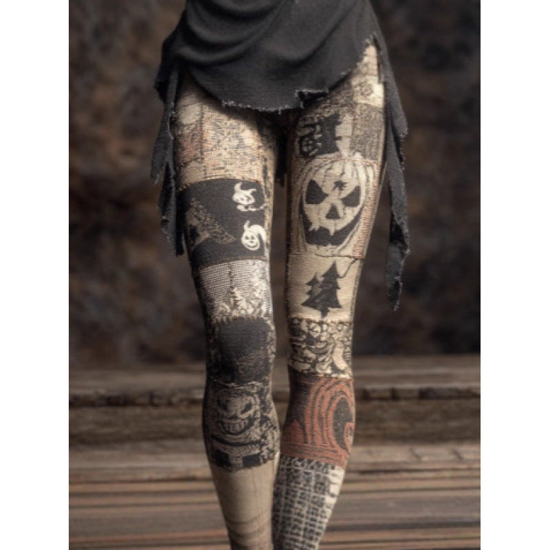 Leggings de punto estampados de moda para mujer que combinan con todo