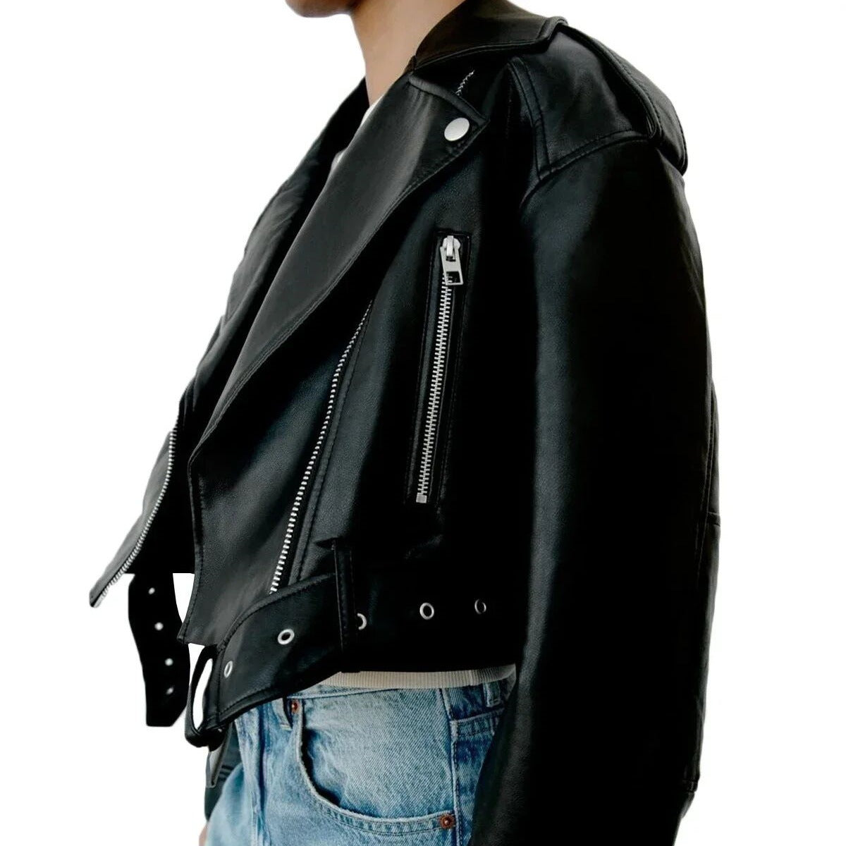Chaqueta holgada lavada con cuello vuelto estilo urbano retro, la más vendida