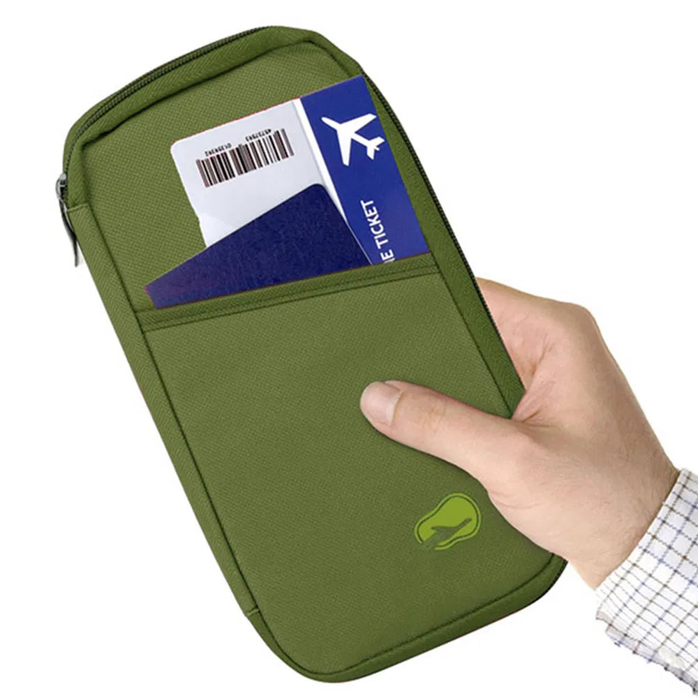 Cartera para pasaporte de viaje, 12 compartimentos, porta billetes, identificación, tarjetas de crédito, documentos impermeables, organizador de teléfono.
