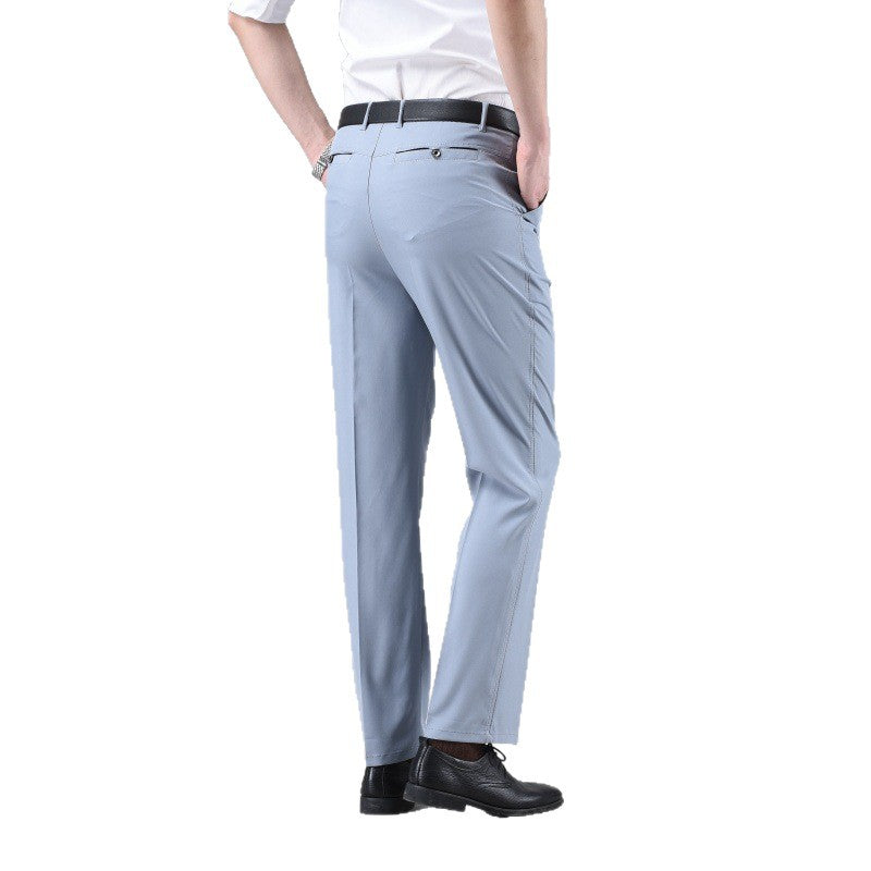 Pantalones casuales de color liso y pierna recta para hombre