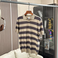 Summer Mens Light-Luxury Fashion Lapel Short-Sleeve Knitted Polo Shirt