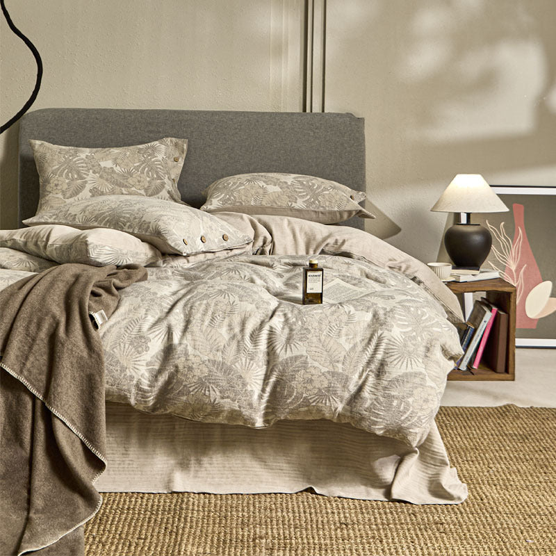 Single Double Bed Sheets Washed Four-piece Set Simple Linen Bedding