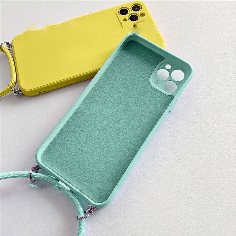 Funda para teléfono con cordón de silicona líquida, creativa y sencilla