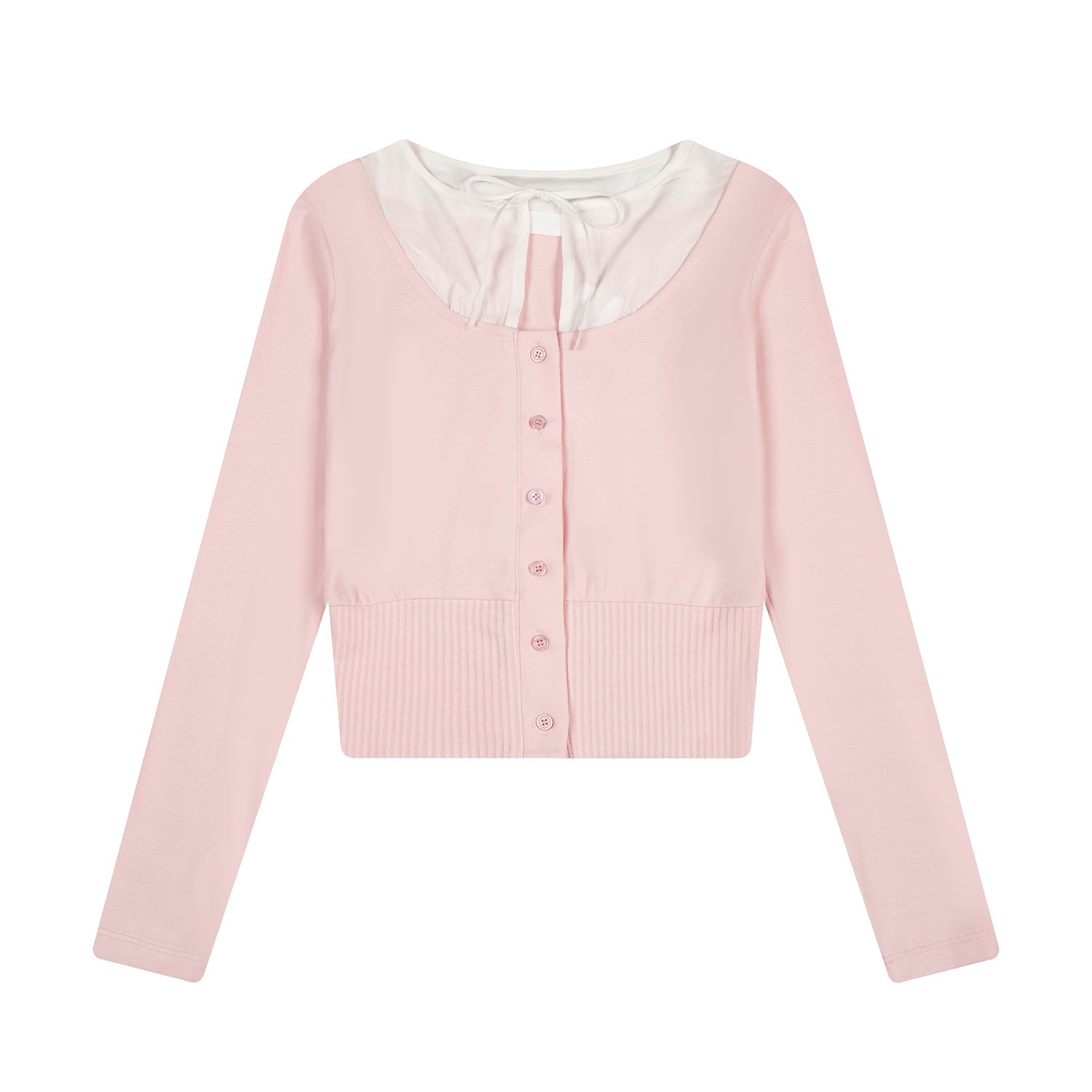 Camiseta de manga larga ajustada con volantes para mujer
