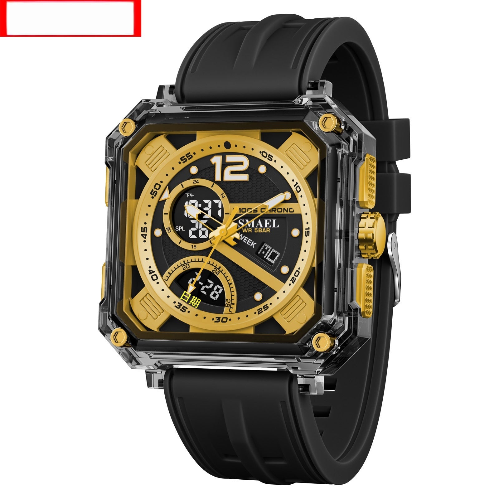 Reloj electrónico moderno y moderno para hombre con cronometraje preciso y diseño funcional.