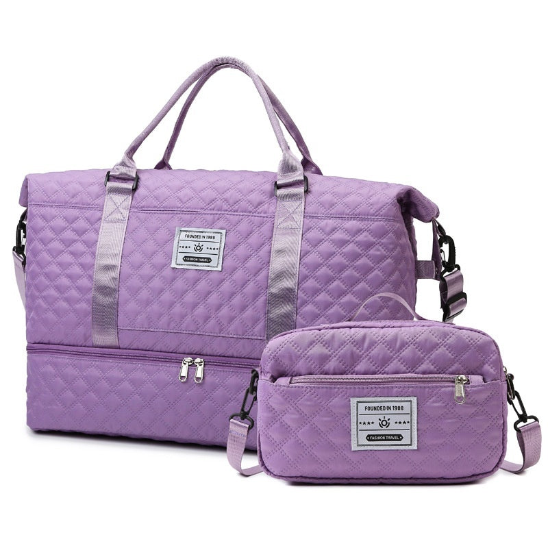 Bolso bandolera de viaje de gran capacidad con asa bordada y acolchado