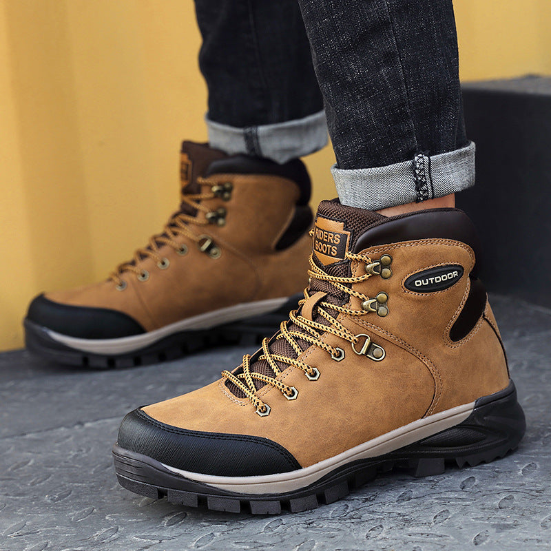 Botas altas de algodón para hombre, de talla grande, de invierno, con terciopelo para mantener el calor.