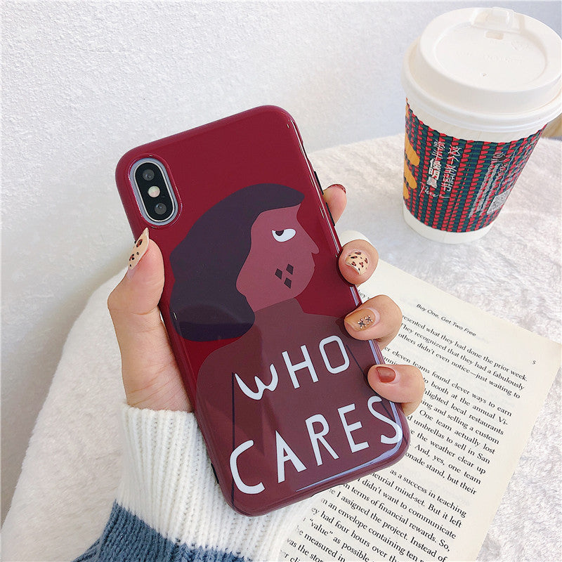 Funda para teléfono con personalidad de chica de color rojo vino de Han Feng