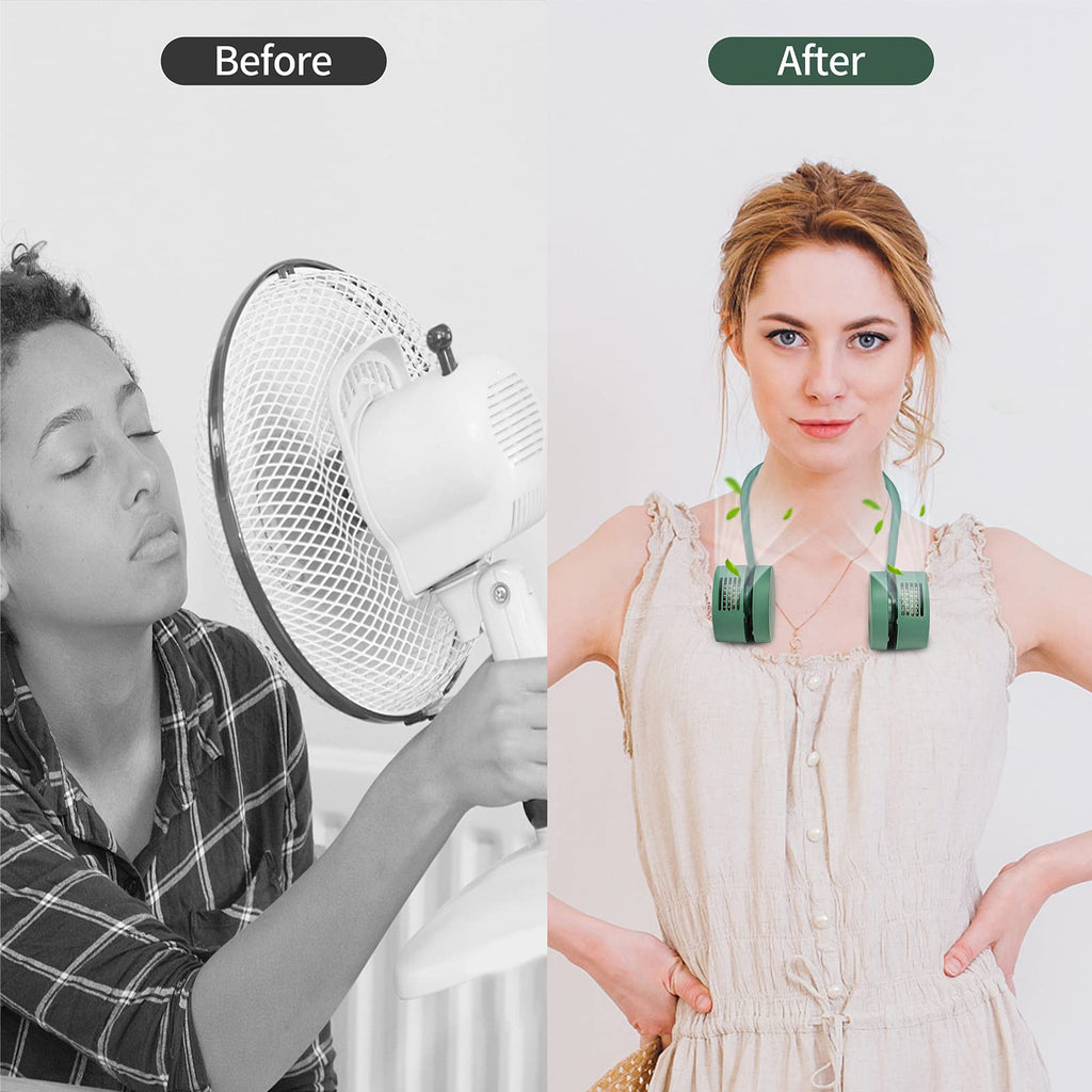 Ventilador de cuello colgante sin hojas, pequeño, USB, portátil, para aromaterapia, eléctrico