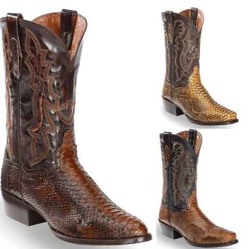Botas acolchadas con parches y punta bordada para hombre