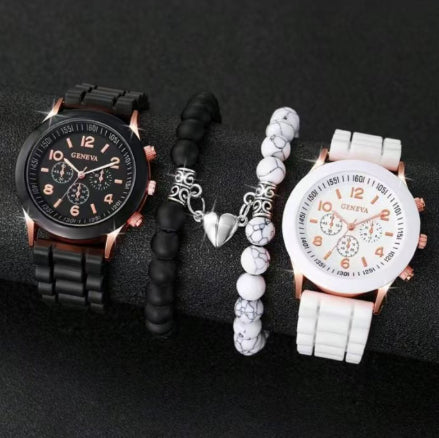 Conjunto de 4 piezas de relojes clásicos de moda para parejas más vendidos