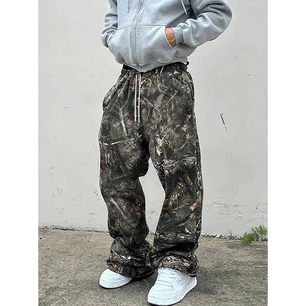 New Stylish Casual Pants With A Branch-pattern Print
