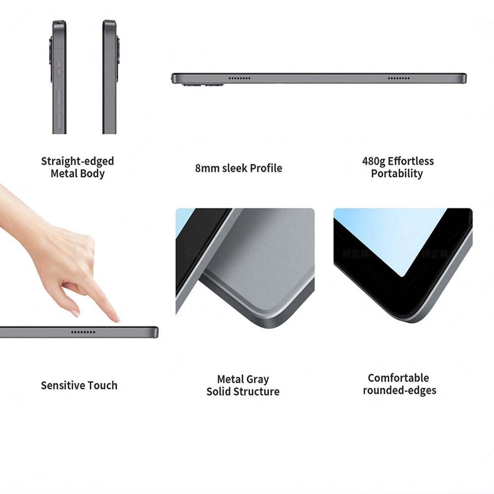 G tab T11 Android 14 Tablet 10.1 Inch 1280&800 IPS Screen Unisoc 8 Core Max 1.6GHz 8GB RAM 4GB&4GB Expansion128GB ROM 2.4&5GHz WiFi Bluetooth 5.0 6580mAh Battery 8MP&13MP Camera Dual 4G