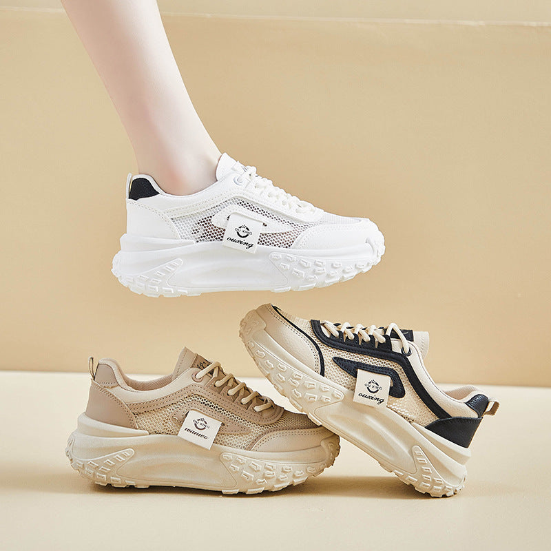 Zapatillas informales de malla transpirable con suela blanda para mujer