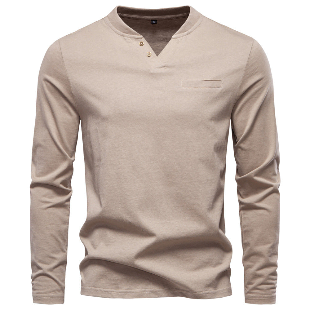 Camisa de capa base ajustada con cuello en V para hombre