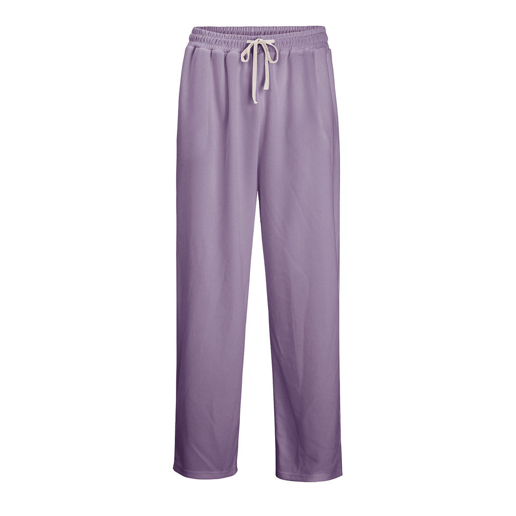 Pantalones deportivos anchos de punto gofre de corte relajado para hombre