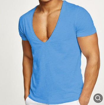 Camiseta de cuello en V profundo para fitness, deportes y ocio 