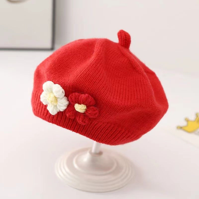 Gorro de niña Boina de punto de lana para bebé
