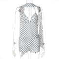 Winter Polka-Dot Lace-Up Camisole And Slim-Fit Shorts Two-Piece Set For Women