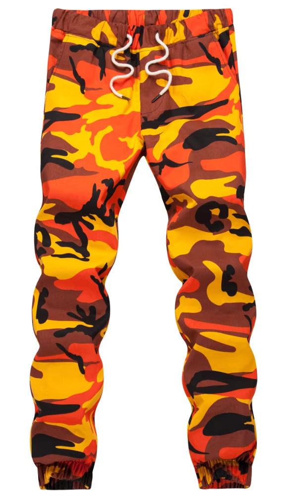 Pantalones deportivos versátiles con diseño de camuflaje y patchwork para hombre