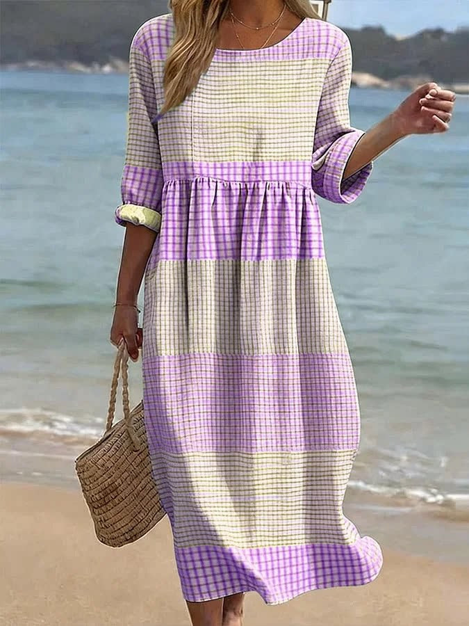 New Stylish Casual Striped V-Neck Elegant Dress