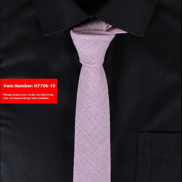 Corbata estrecha de algodón de estilo coreano de color liso para hombre, de 6 cm, para uso formal, informal, de negocios y boda