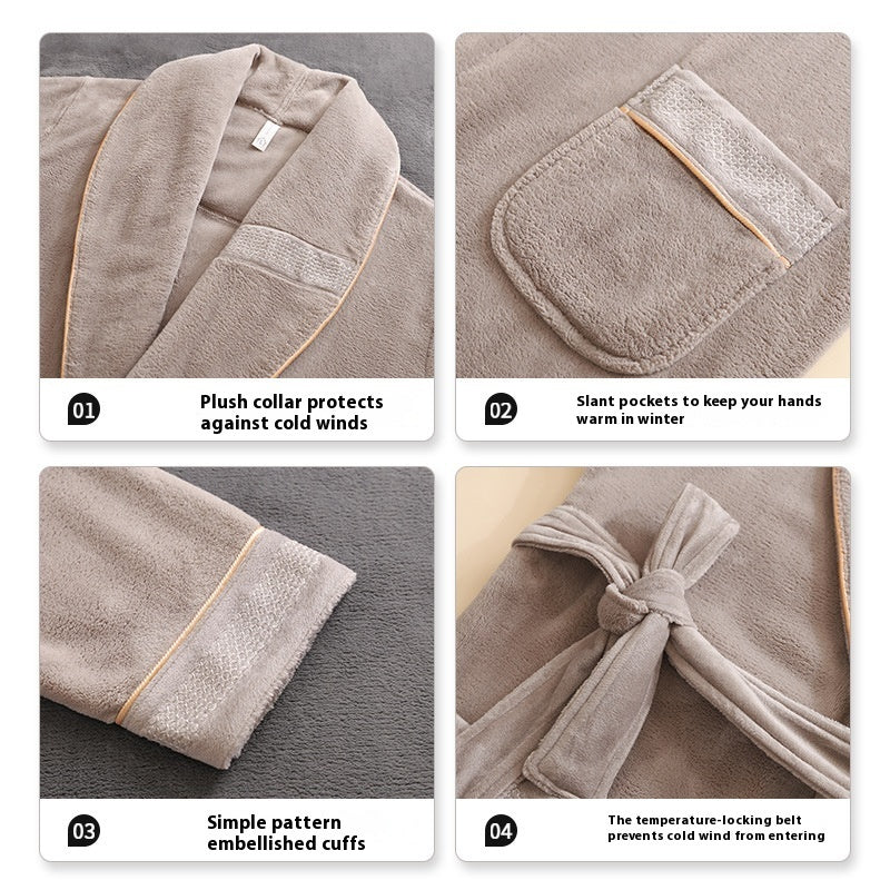 Pijama de invierno para hombre, de talla grande, con forro polar y fibra de leche, de longitud media