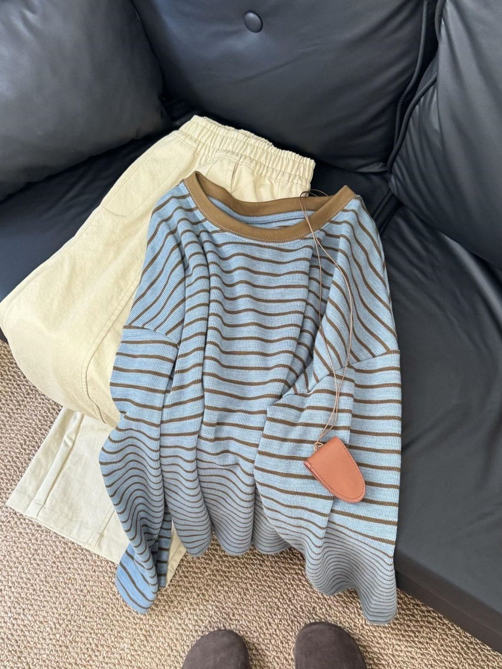 Laid-back Striped Korean-Style Campus-Style Long-Sleeve T-Shirt