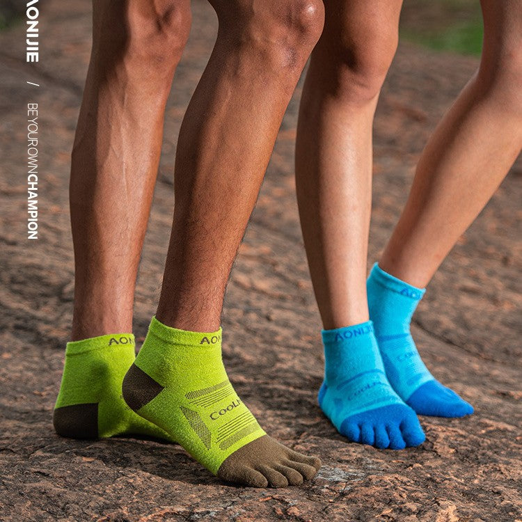 Calcetines profesionales de cinco dedos para correr, hasta media pantorrilla, para maratones al aire libre
