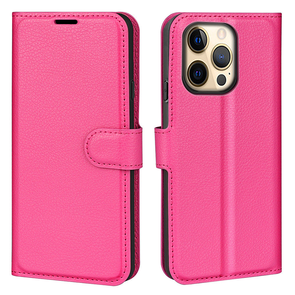 Funda para teléfono con ranura para tarjeta abatible y estampado de lichi