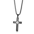 Collar de cruz de alambre de acero y titanio para hombre 