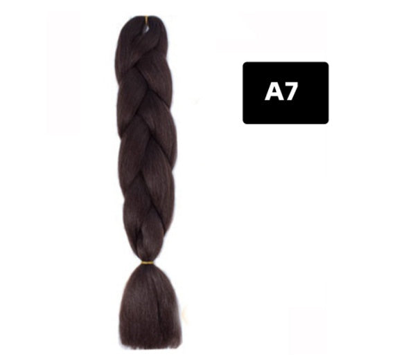 Peluca de seda africana de alta temperatura con fibra química y trenza grande en color degradado