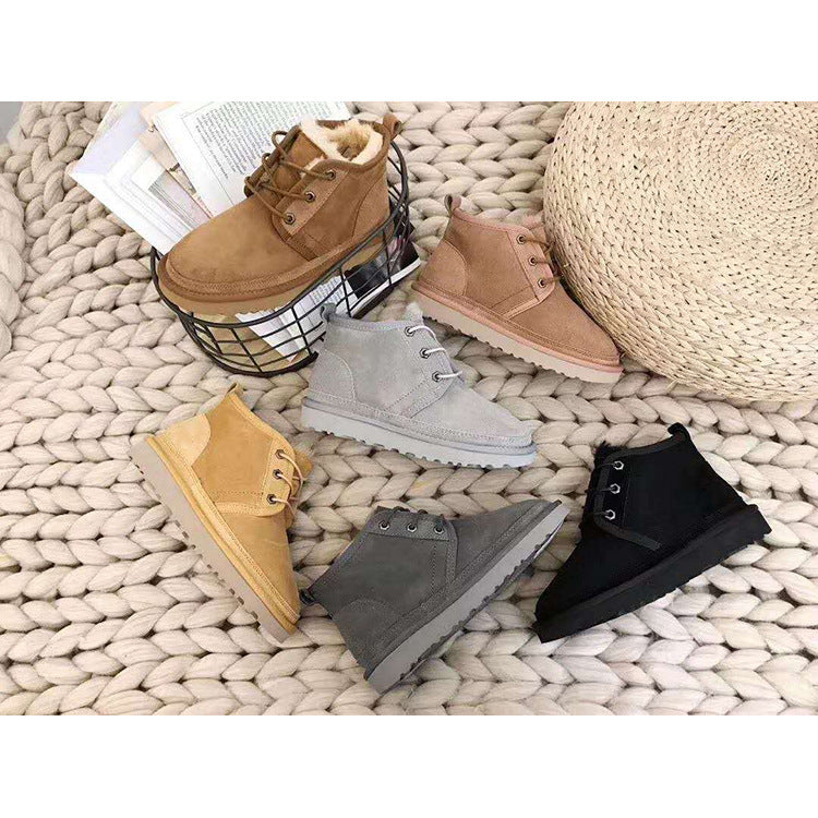 Botas de nieve de invierno para exteriores, nuevas botas de algodón y piel cálidas para hombre.