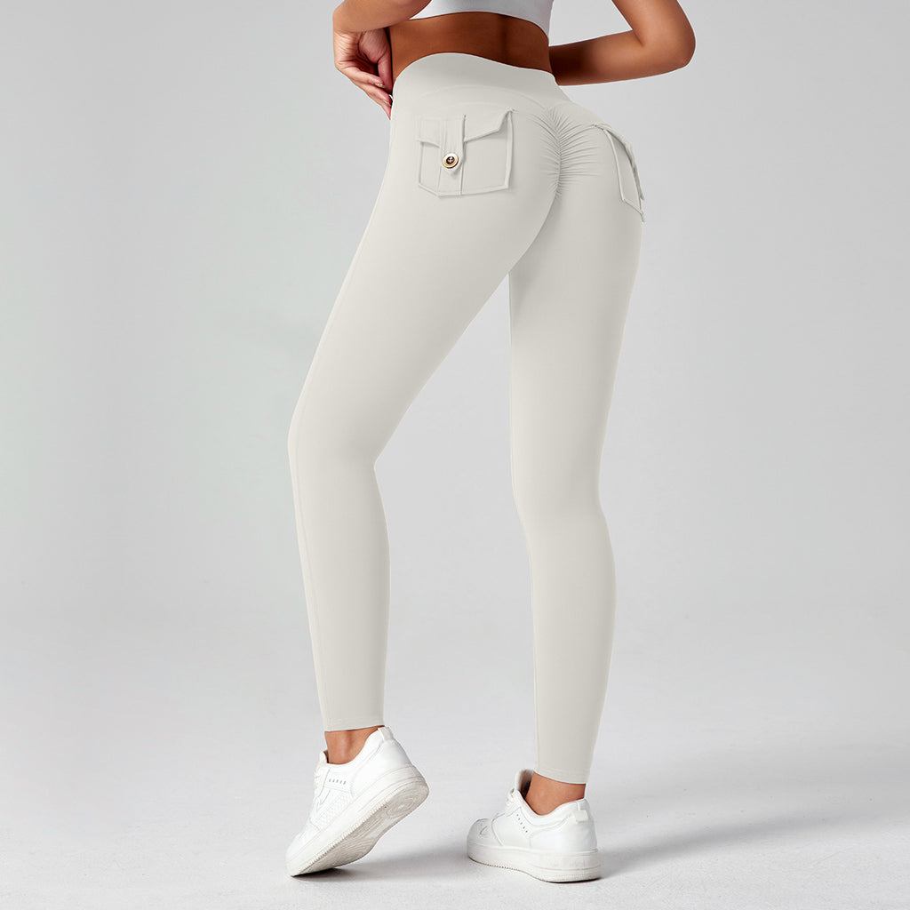 Pantalones de yoga para mujer, de cintura alta, elásticos y ajustados, que realzan los glúteos.