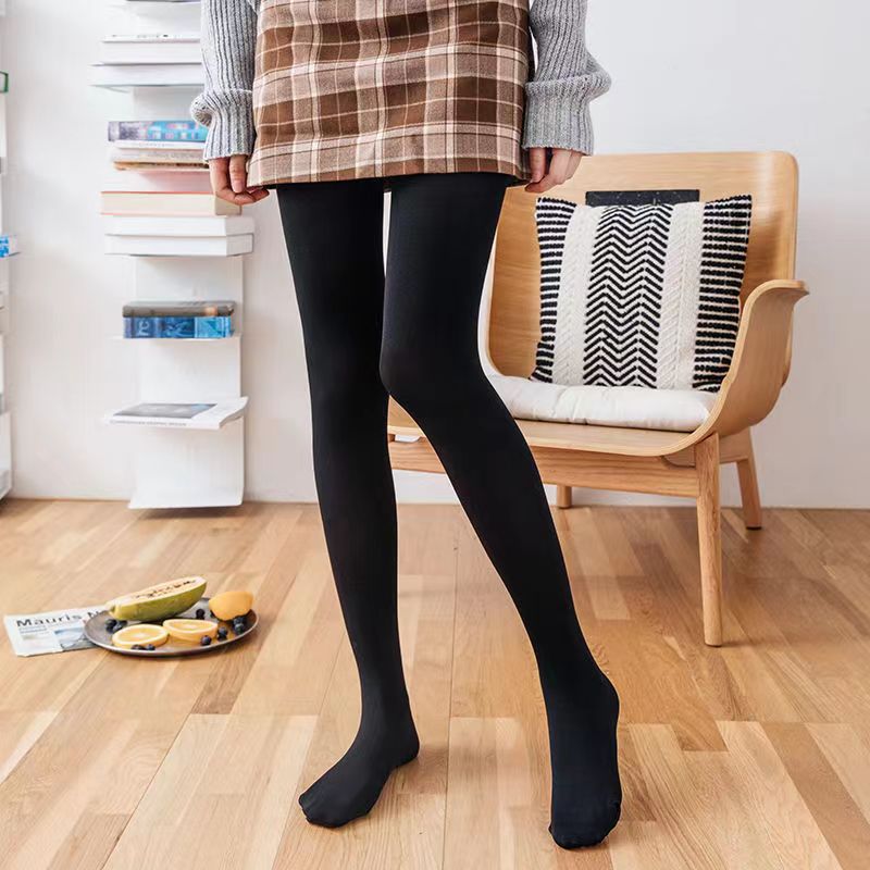 Leggings negros transparentes con forro polar de talla grande