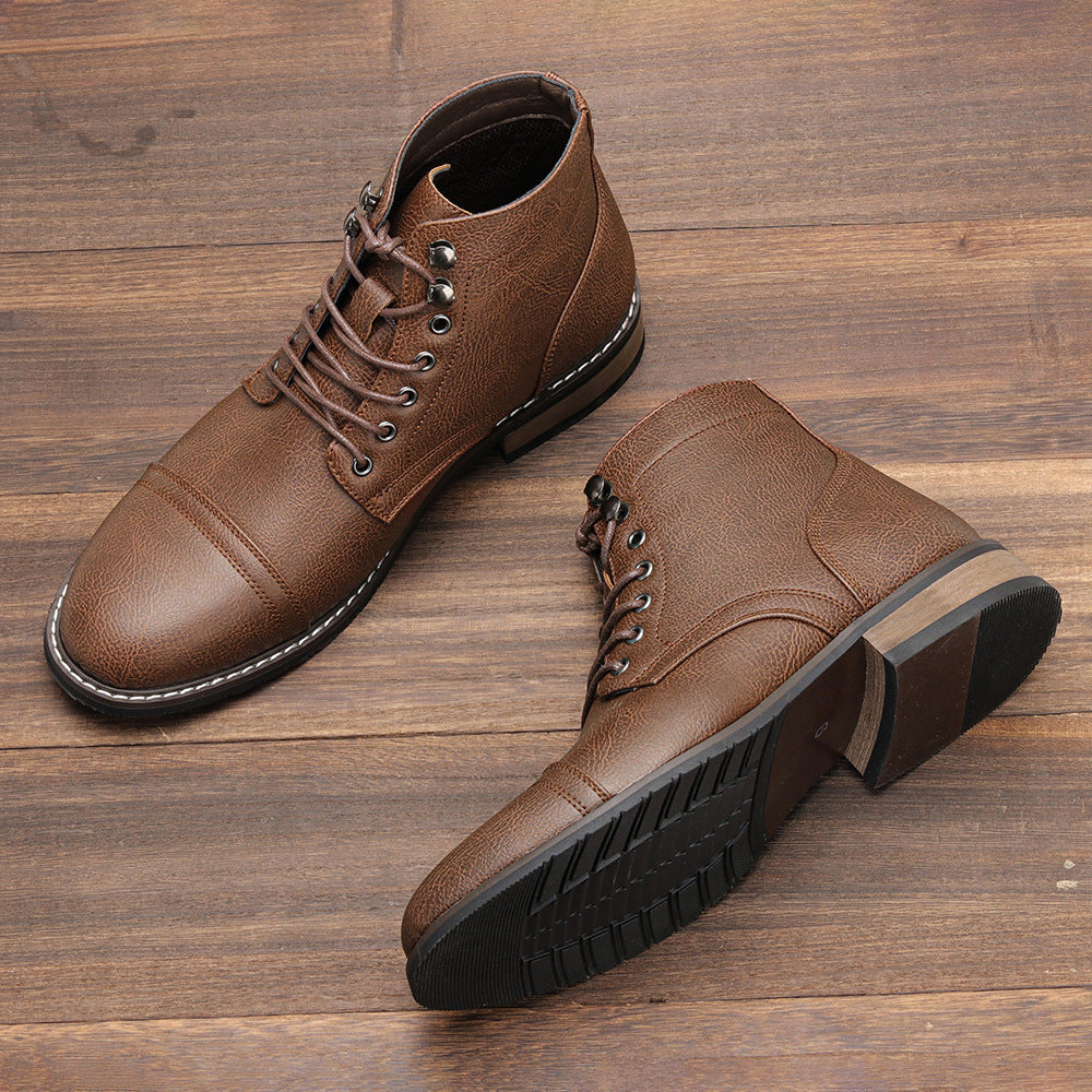 Botas casuales de cuero vintage para hombre