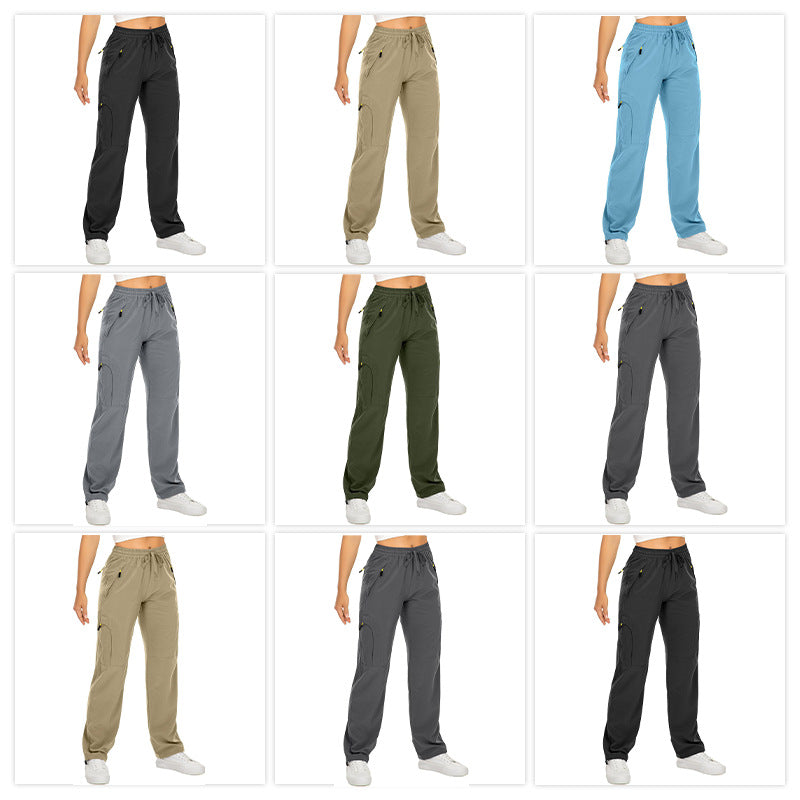 Pantalones de entrenamiento holgados de pierna recta con puños con cordón