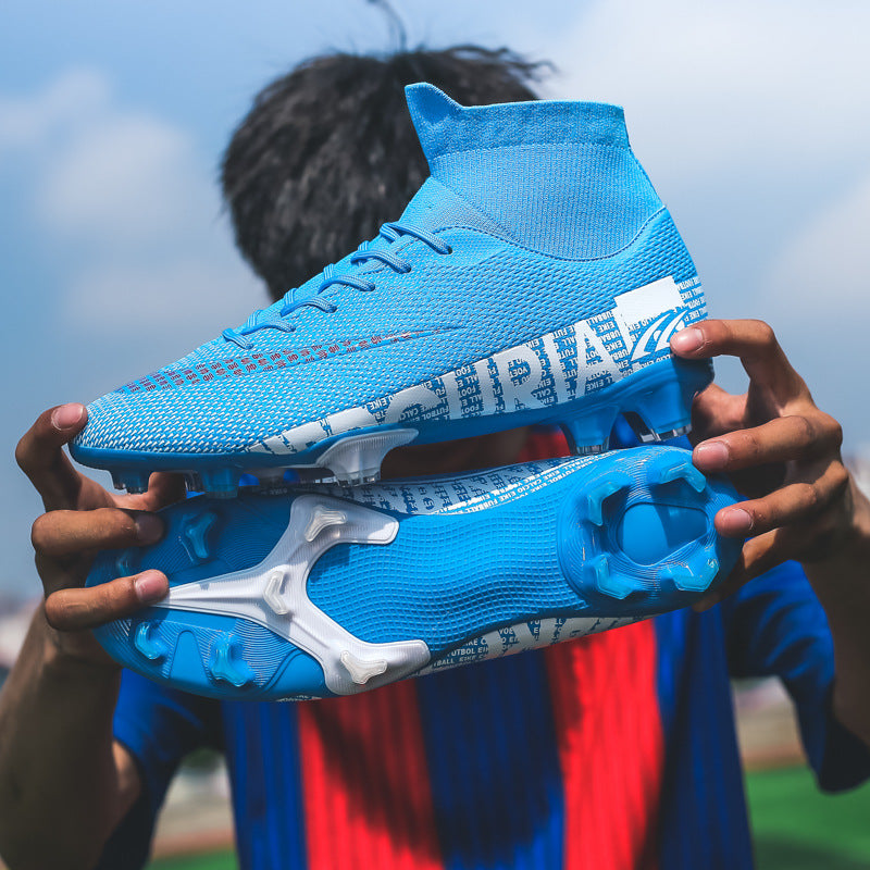 Botas de fútbol AG con clavos de caña alta para hombre, talla grande
